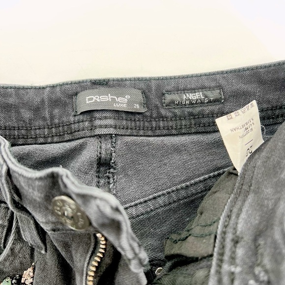 DOSHE Black Embroidery Skinny Jeans Size 26 High Waist ANGEL - Picture 9 of 9